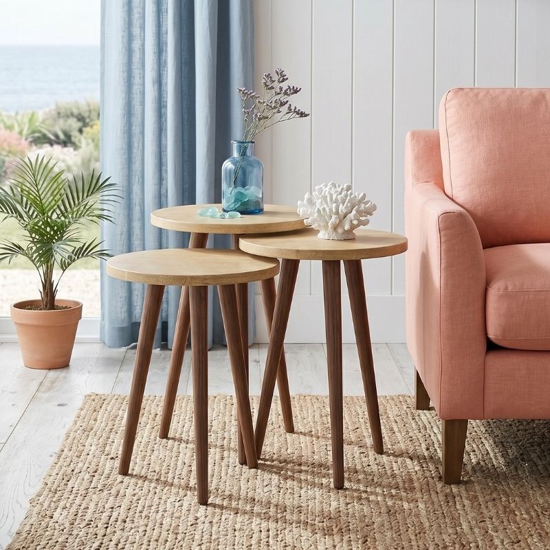 Τραπεζάκι βοηθητικό σετ 3 τμχ Cruz  χρώμα sapphire oak Ø33x46εκ. - Pakobazaar