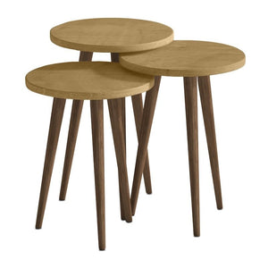 Τραπεζάκι βοηθητικό σετ 3 τμχ Cruz  χρώμα sapphire oak Ø33x46εκ. - Pakobazaar