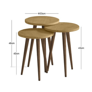 Τραπεζάκι βοηθητικό σετ 3 τμχ Cruz  χρώμα sapphire oak Ø33x46εκ. - Pakobazaar