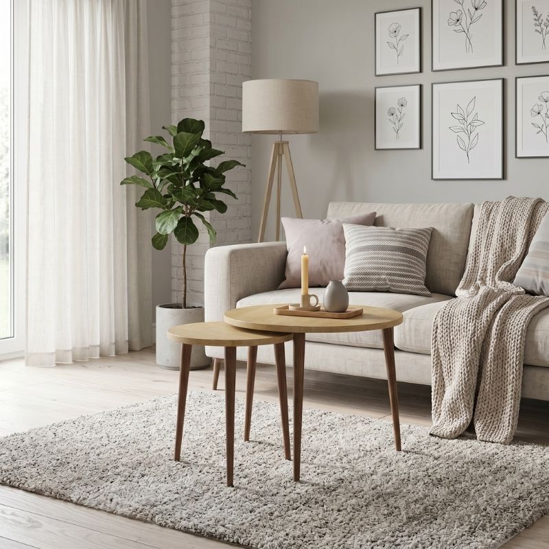Τραπεζάκι σαλονιού σετ 2 τμχ Nola  χρώμα sapphire oak Ø60x46εκ. - Pakobazaar
