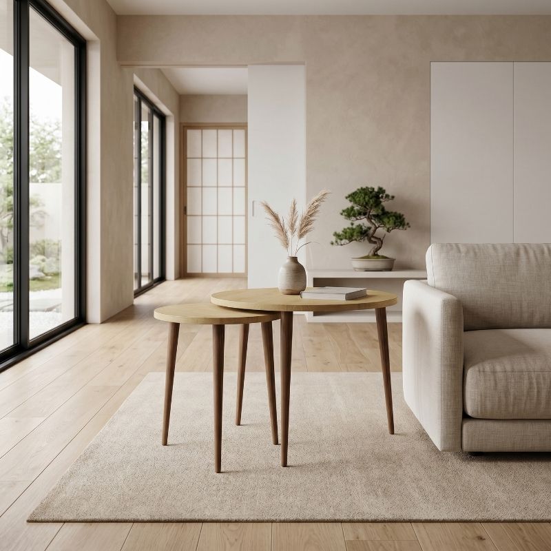 Τραπεζάκι σαλονιού σετ 2 τμχ Nola  χρώμα sapphire oak Ø60x46εκ. - Pakobazaar