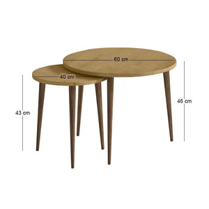 Τραπεζάκι σαλονιού σετ 2 τμχ Nola  χρώμα sapphire oak Ø60x46εκ. - Pakobazaar