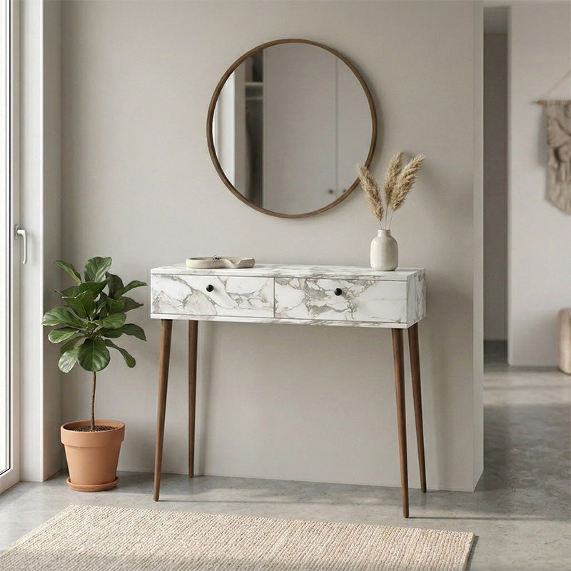 Κονσόλα Alis  χρώμα λευκό εφέ μαρμάρου 110x29x88εκ. - Pakobazaar