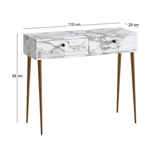 Κονσόλα Alis  χρώμα λευκό εφέ μαρμάρου 110x29x88εκ. - Pakobazaar