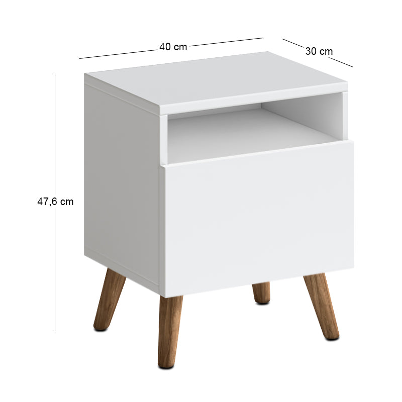 Κομοδίνο Sole  χρώμα λευκό 40x30x47,6εκ. - Pakobazaar