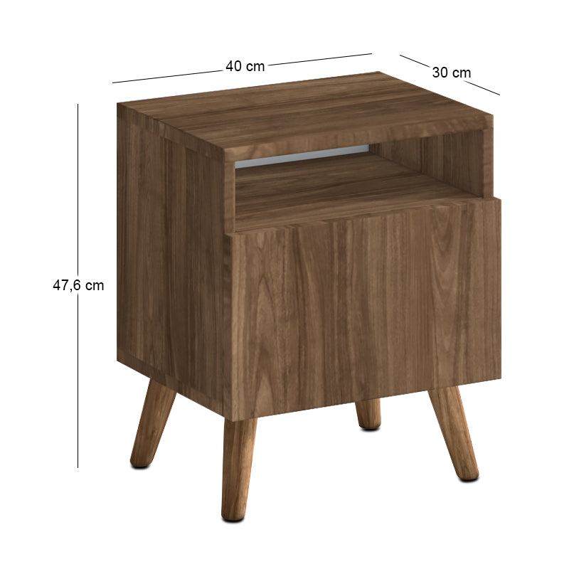 Κομοδίνο Sole  χρώμα καρυδί 40x30x47,6εκ. - Pakobazaar