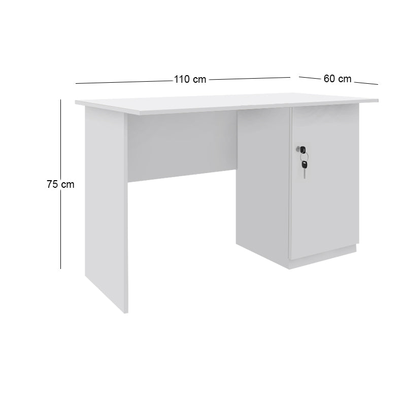 Γραφείο εργασίας με κλειδαριά Moto  χρώμα λευκό 110x60x75εκ.