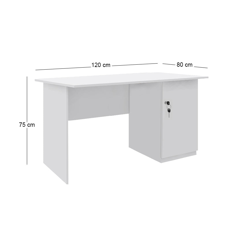 Γραφείο εργασίας με κλειδαριά Moto  χρώμα λευκό 120x80x75εκ.