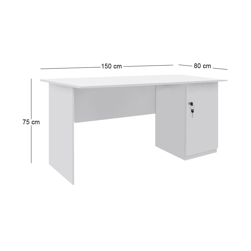 Γραφείο εργασίας με κλειδαριά Moto  χρώμα λευκό 150x80x75εκ.
