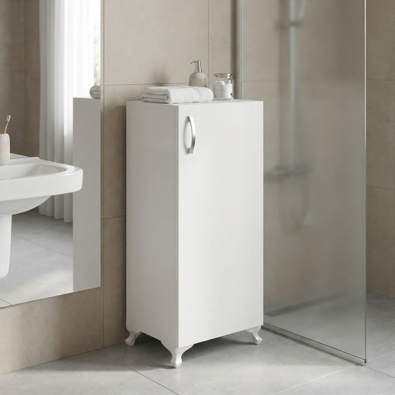 Ντουλάπι κουζίνας - μπάνιου Mine  χρώμα λευκό 30x32x88εκ.