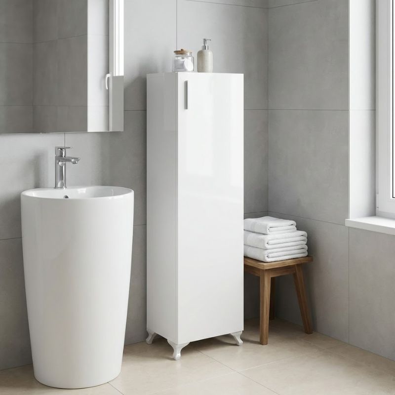 Ντουλάπι κουζίνας - μπάνιου Mine  χρώμα λευκό 30x32x128εκ.