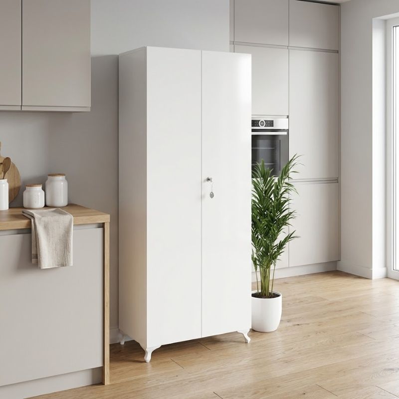 Ντουλάπα - Παπουτσοθήκη Cilem  με κλειδαριά χρώμα λευκό 70x32x188εκ.