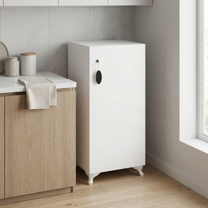 Ντουλάπι με κλειδαριά Zehra  χρώμα λευκό 30x32x88εκ.