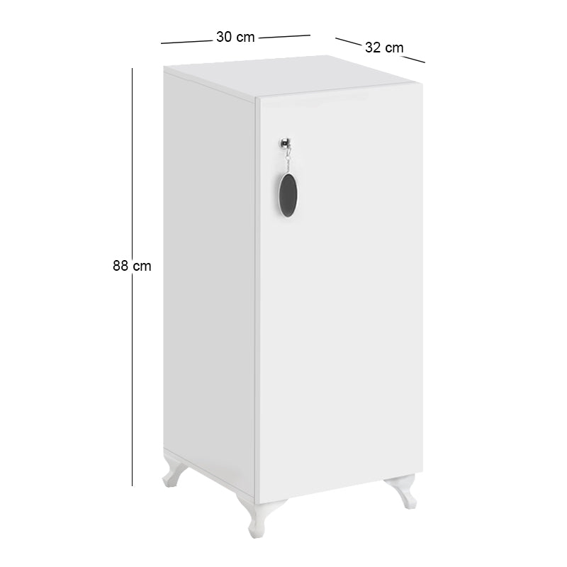 Ντουλάπι με κλειδαριά Zehra  χρώμα λευκό 30x32x88εκ.