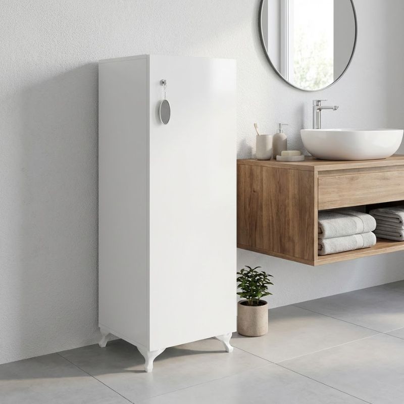 Ντουλάπι με κλειδαριά Zehra  χρώμα λευκό 30x32x108εκ.