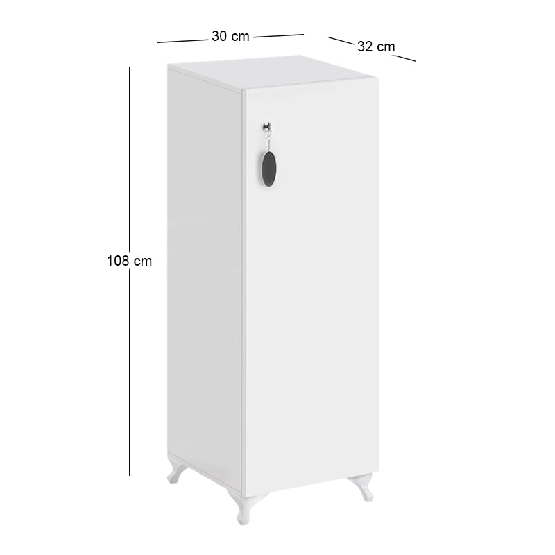 Ντουλάπι με κλειδαριά Zehra  χρώμα λευκό 30x32x108εκ.