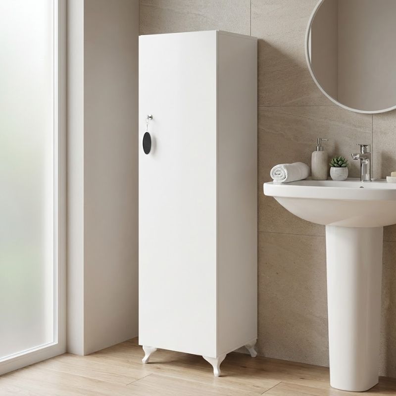 Ντουλάπι με κλειδαριά Zehra  χρώμα λευκό 30x32x128εκ.