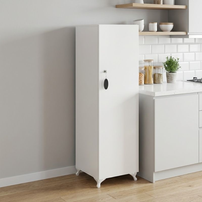 Ντουλάπι με κλειδαριά Zehra  χρώμα λευκό 30x32x128εκ.