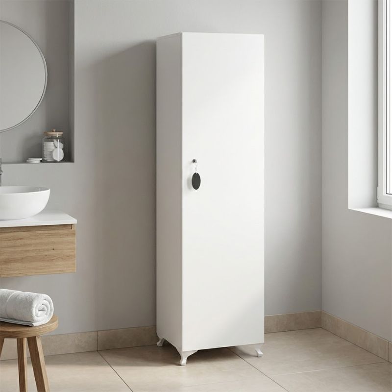 Ντουλάπι με κλειδαριά Zehra  χρώμα λευκό 30x32x168εκ.