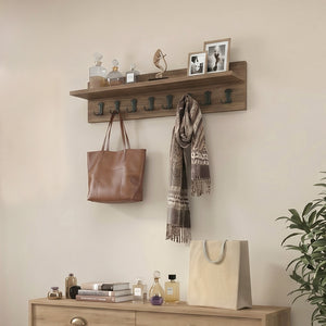 Κρεμάστρα τοίχου Vettini  χρώμα καρυδί 100x12x20εκ. - Pakobazaar