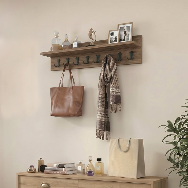Κρεμάστρα τοίχου Vettini  χρώμα καρυδί 100x12x20εκ. - Pakobazaar