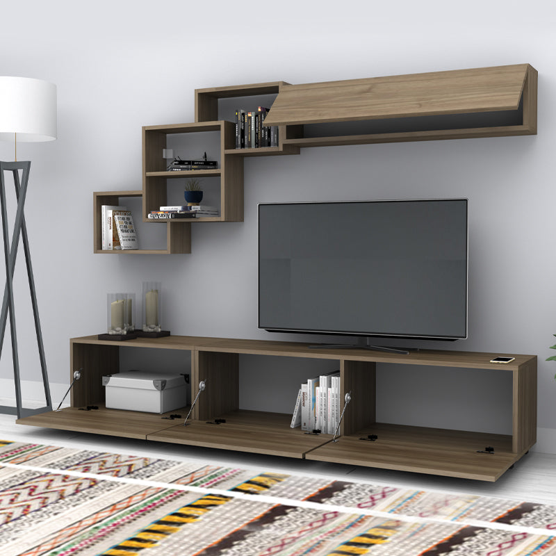 Σύνθεση τηλεόρασης Free  χρώμα καρυδί 210x35x38εκ.
