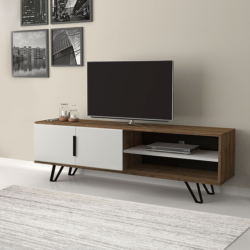 Έπιπλο τηλεόρασης Foot  χρώμα καρυδί - λευκό 160x35x49εκ. - Pakobazaar