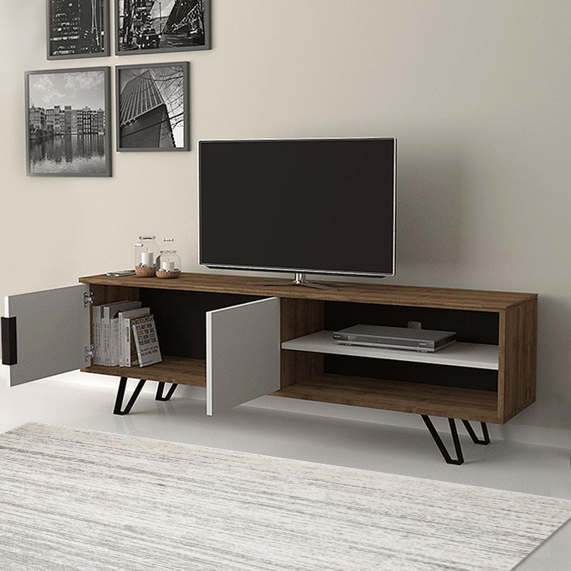 Έπιπλο τηλεόρασης Foot  χρώμα καρυδί - λευκό 160x35x49εκ. - Pakobazaar
