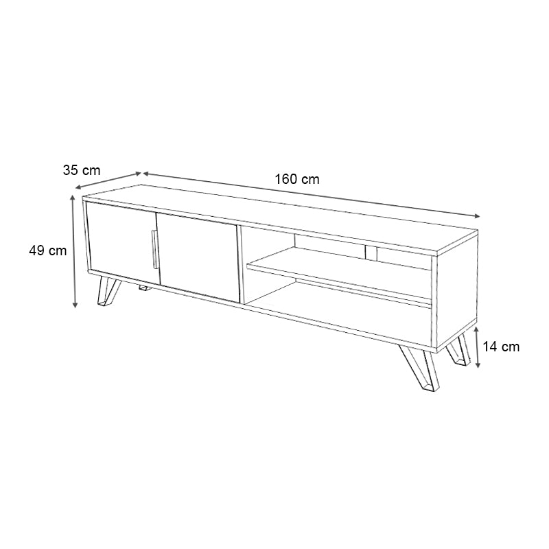 Έπιπλο τηλεόρασης Foot  χρώμα λευκό 160x35x49εκ.