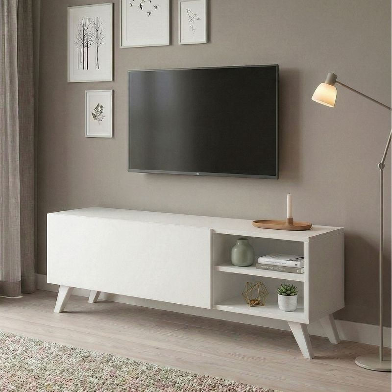 Έπιπλο τηλεόρασης Space  χρώμα λευκό 120x30x42εκ. - Pakobazaar