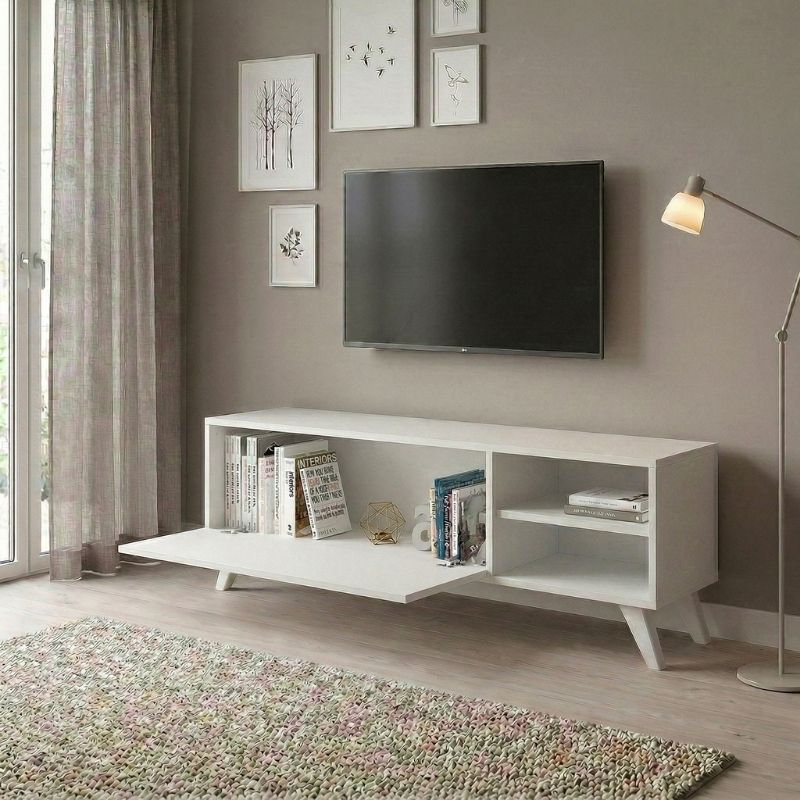 Έπιπλο τηλεόρασης Space  χρώμα λευκό 120x30x42εκ. - Pakobazaar