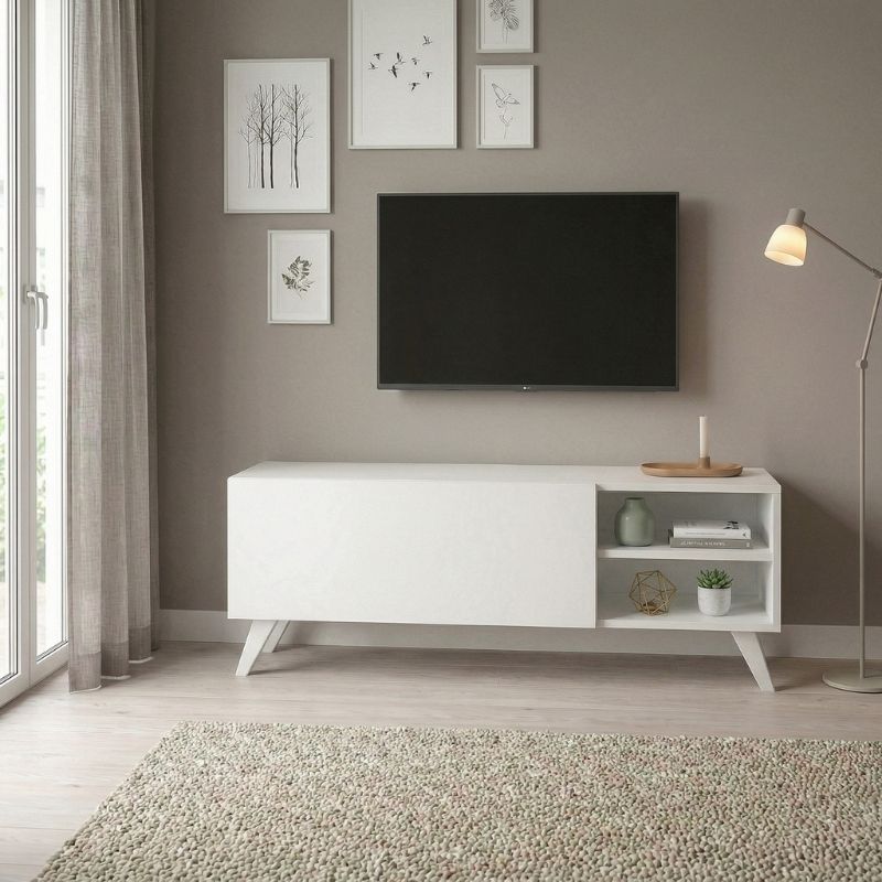 Έπιπλο τηλεόρασης Space  χρώμα λευκό 120x30x42εκ. - Pakobazaar