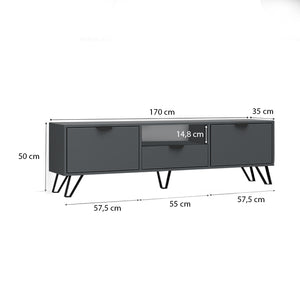 Έπιπλο τηλεόρασης Jasmine  χρώμα ανθρακί 170x35x50εκ.