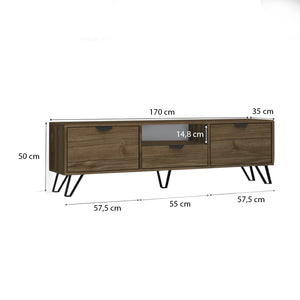 Έπιπλο τηλεόρασης Jasmine  χρώμα καρυδί 170x35x50εκ.