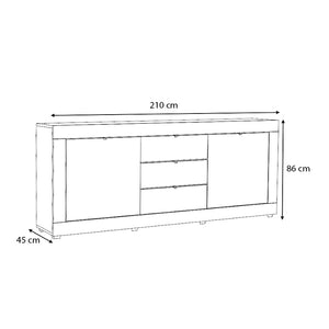 Μπουφές Ocean  χρώμα λευκό 210x45x86εκ.