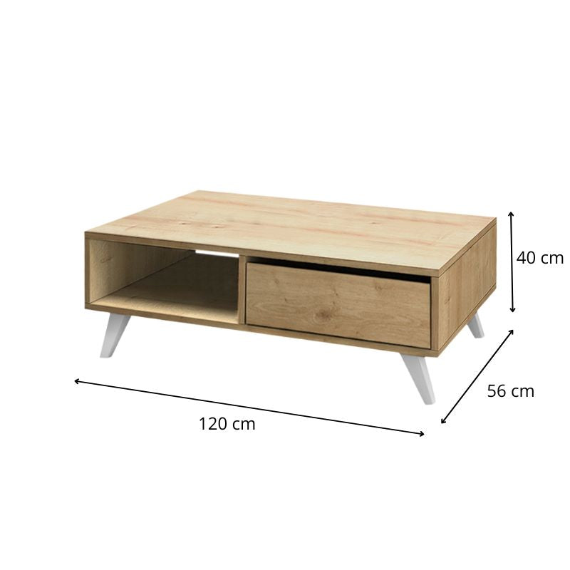 Τραπεζάκι σαλονιού Aster  χρώμα φυσικό οξιάς 120x56x40εκ. - Pakobazaar