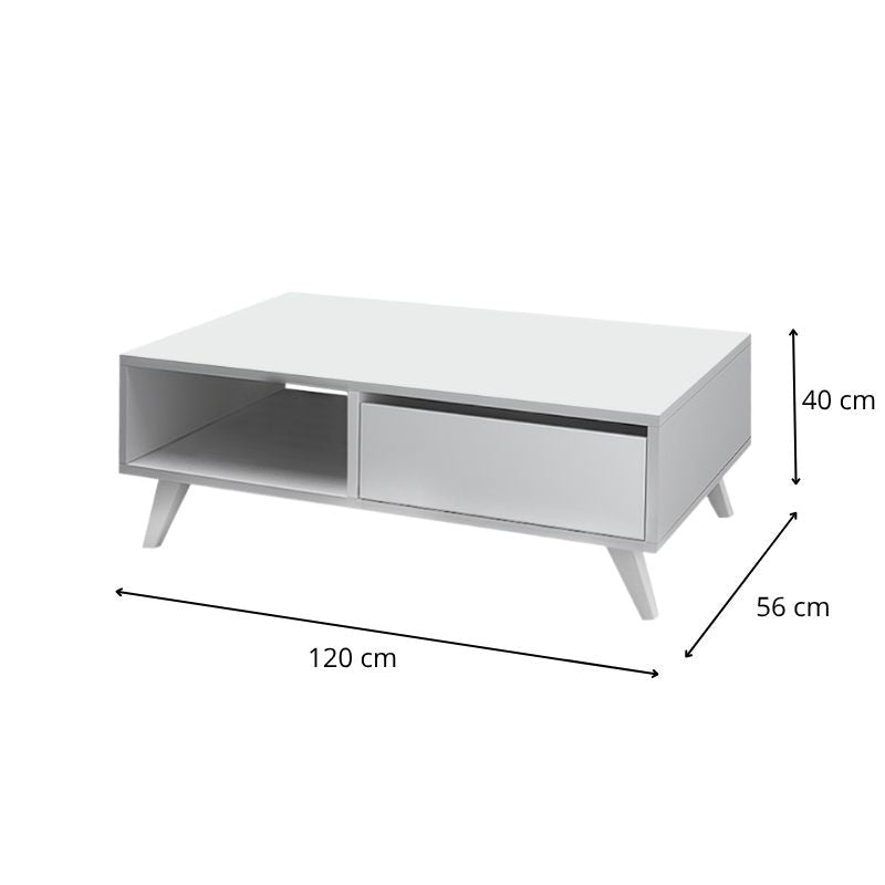 Τραπεζάκι σαλονιού Aster  χρώμα λευκό 120x56x40εκ. - Pakobazaar