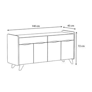 Μπουφές Sila  χρώμα λευκό 140x45x72εκ.
