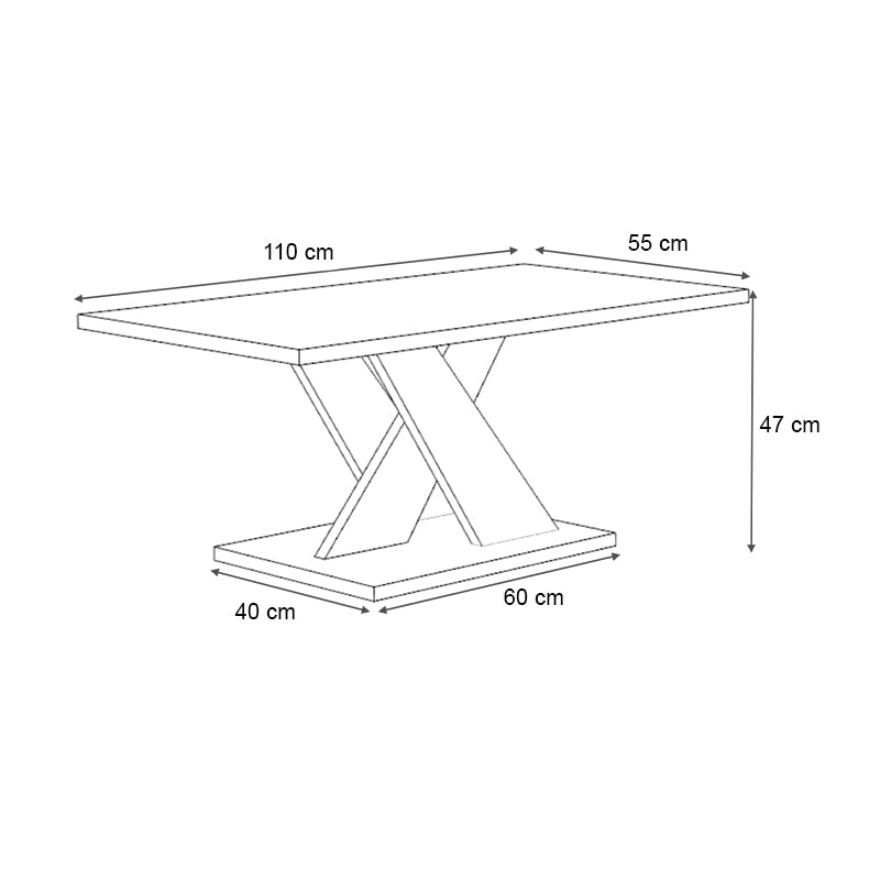 Τραπεζάκι σαλονιού Marcello  χρώμα λευκό 110x55x47εκ.