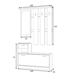 Έπιπλο εισόδου Raynold  χρώμα καρυδί 100x30x180εκ. - Pakobazaar