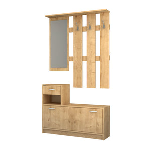 Έπιπλο εισόδου Raynold  χρώμα φυσικό οξιάς 100x30x180εκ. - Pakobazaar