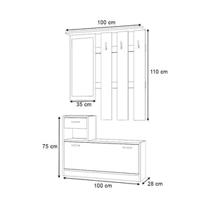Έπιπλο εισόδου Raynold  χρώμα φυσικό οξιάς 100x30x180εκ. - Pakobazaar