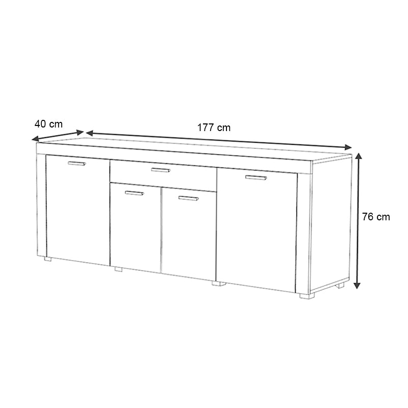 Μπουφές Joseph  χρώμα λευκό 177x40x76εκ. - Pakobazaar