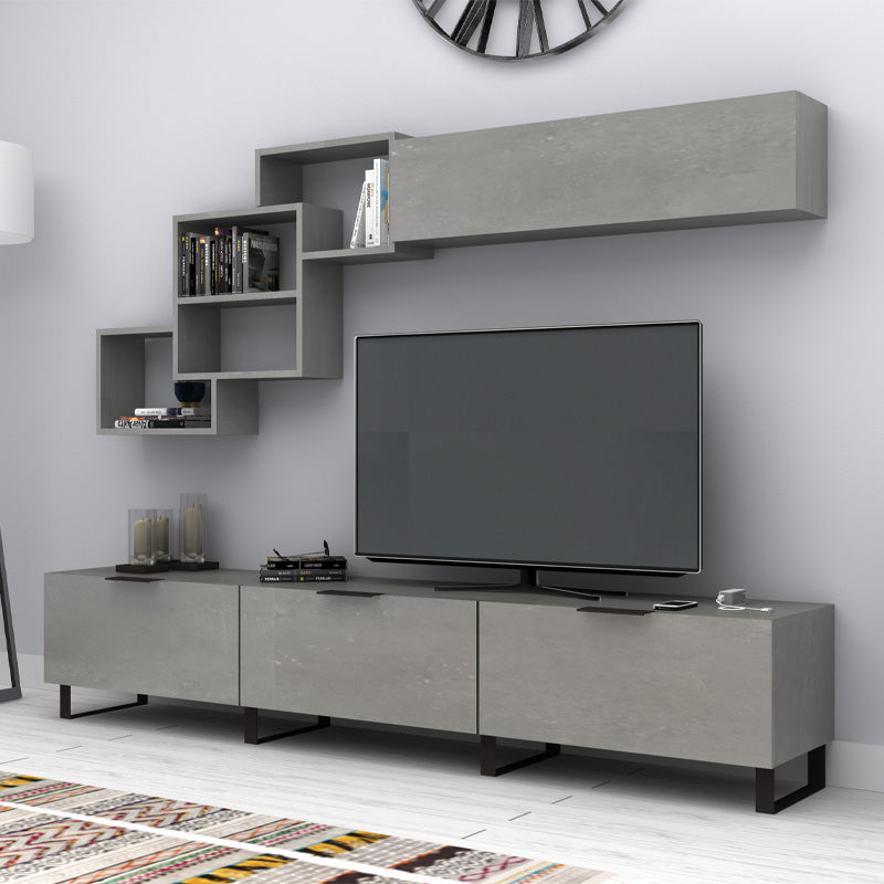 Σύνθεση τηλεόρασης Heydar  χρώμα γκρι σκυροδέματος 210x35x40εκ. - Pakobazaar