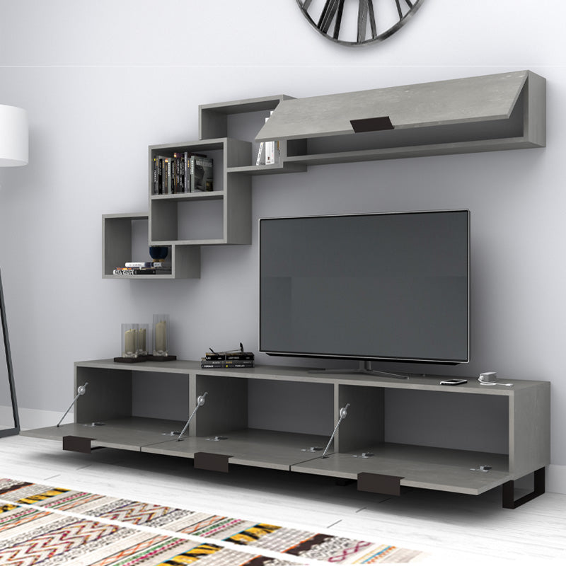 Σύνθεση τηλεόρασης Heydar  χρώμα γκρι σκυροδέματος 210x35x40εκ. - Pakobazaar