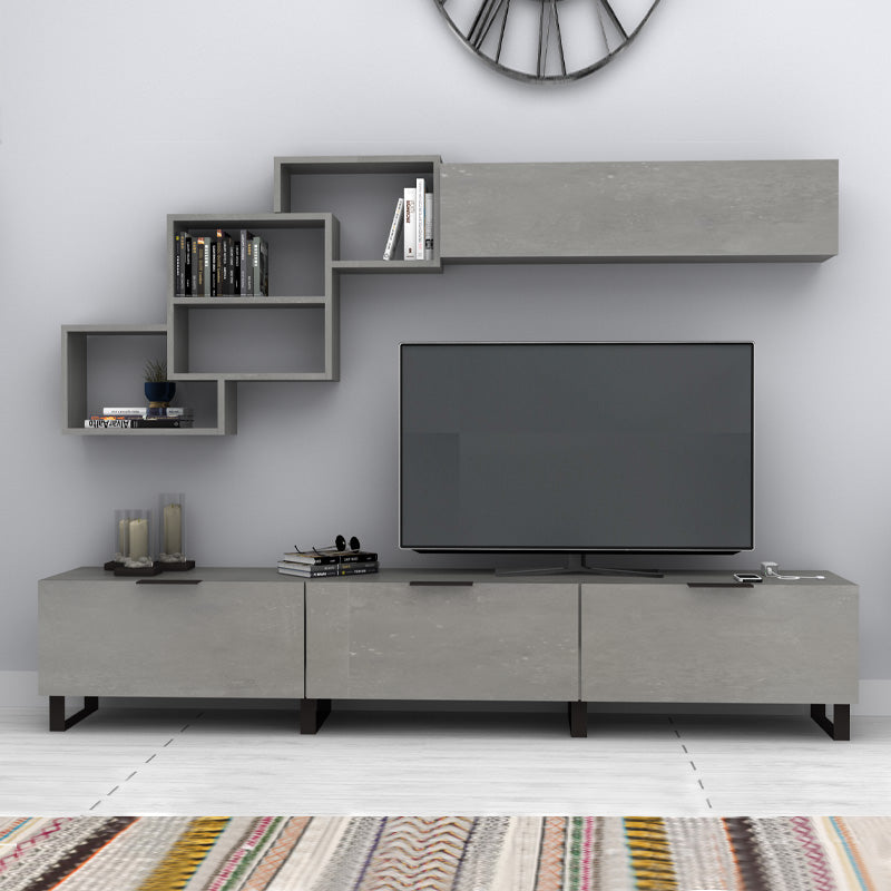 Σύνθεση τηλεόρασης Heydar  χρώμα γκρι σκυροδέματος 210x35x40εκ. - Pakobazaar