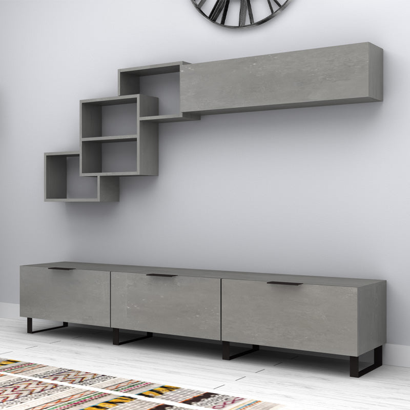 Σύνθεση τηλεόρασης Heydar  χρώμα γκρι σκυροδέματος 210x35x40εκ. - Pakobazaar