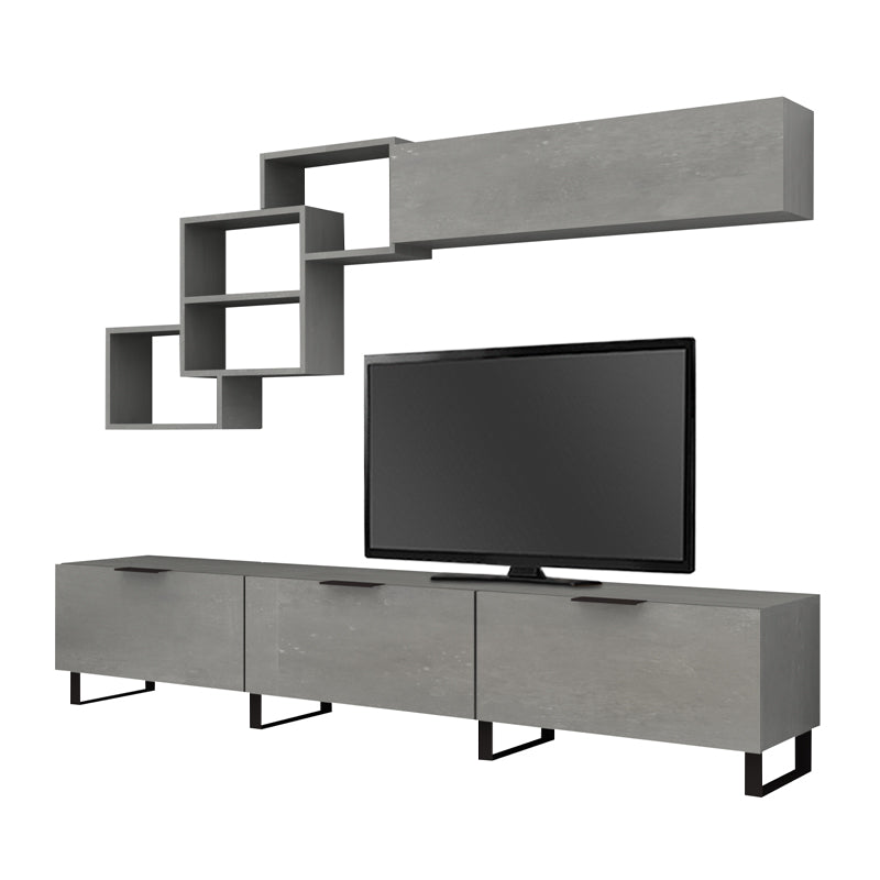 Σύνθεση τηλεόρασης Heydar  χρώμα γκρι σκυροδέματος 210x35x40εκ. - Pakobazaar