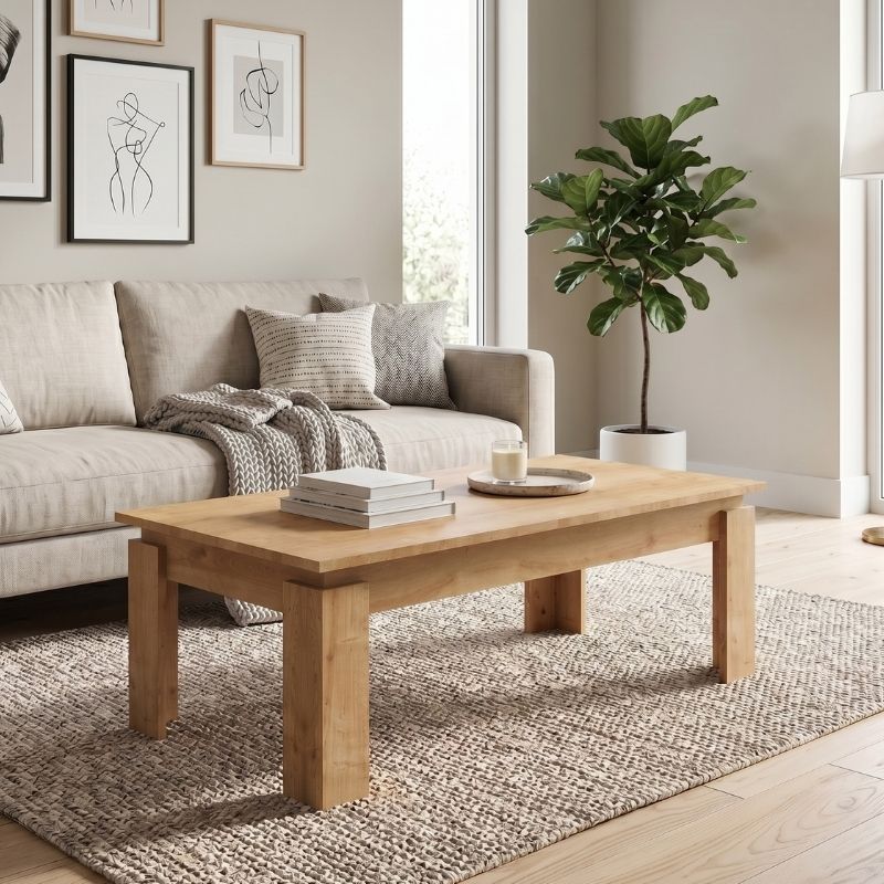 Τραπεζάκι σαλονιού Seda  χρώμα φυσικό οξιάς 110x60x41εκ. - Pakobazaar