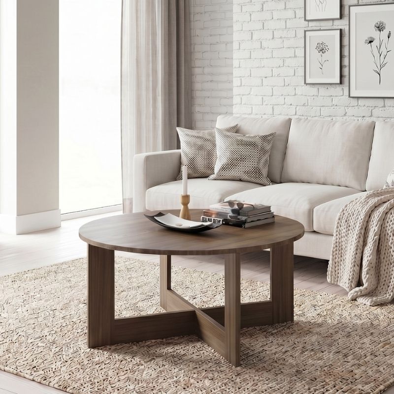 Τραπεζάκι σαλονιού Kati  χρώμα καρυδί Ø80x42εκ. - Pakobazaar